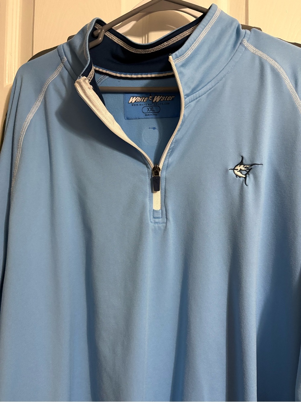 White water Men's Light Blue Quarter-Zip Pullover Jacket 2 xl